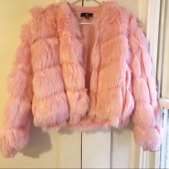 Missguided Jackets & Blazers - Missguided Pink Fur Bubble Bomber Jacket